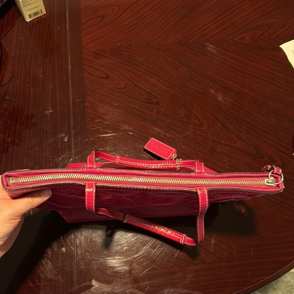 Coach HOT GIRL Pink Patent Leather Signature C Stitch Tote (Style #F15142) - Picture 12 of 16